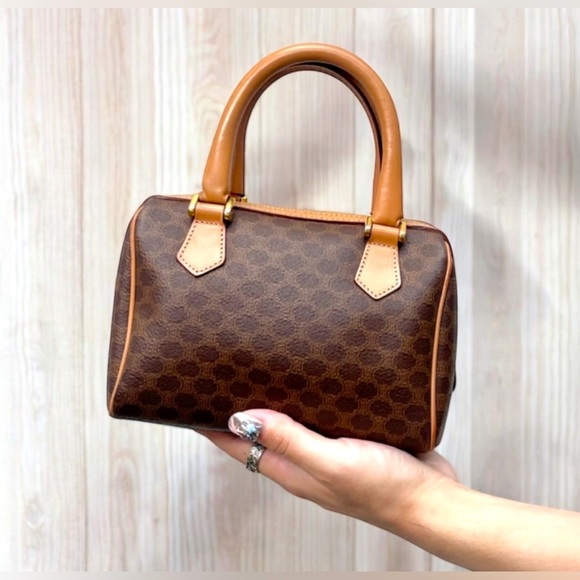 Celine Triomphe Macadam Rare Vintage Mini Boston EUC Approximately 7.5”x4” - Picture 10 of 14